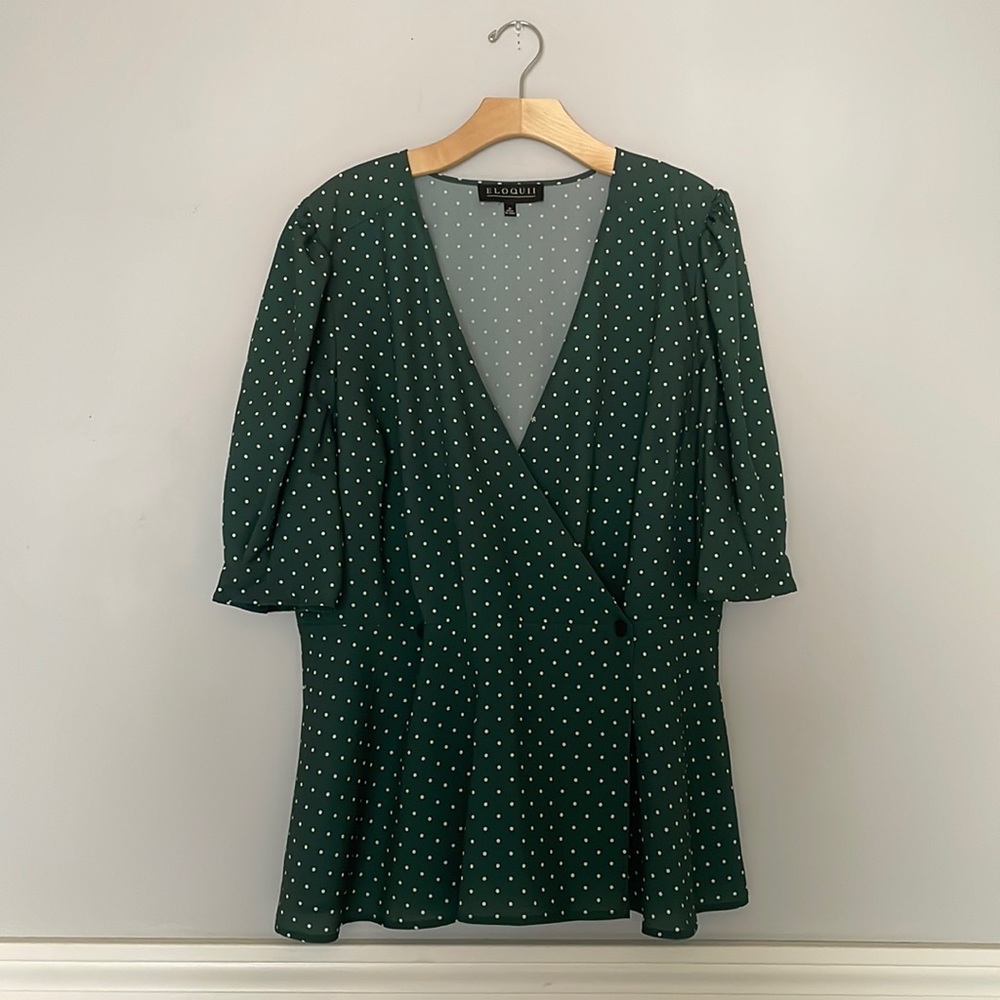 Green Polkadot Blouse